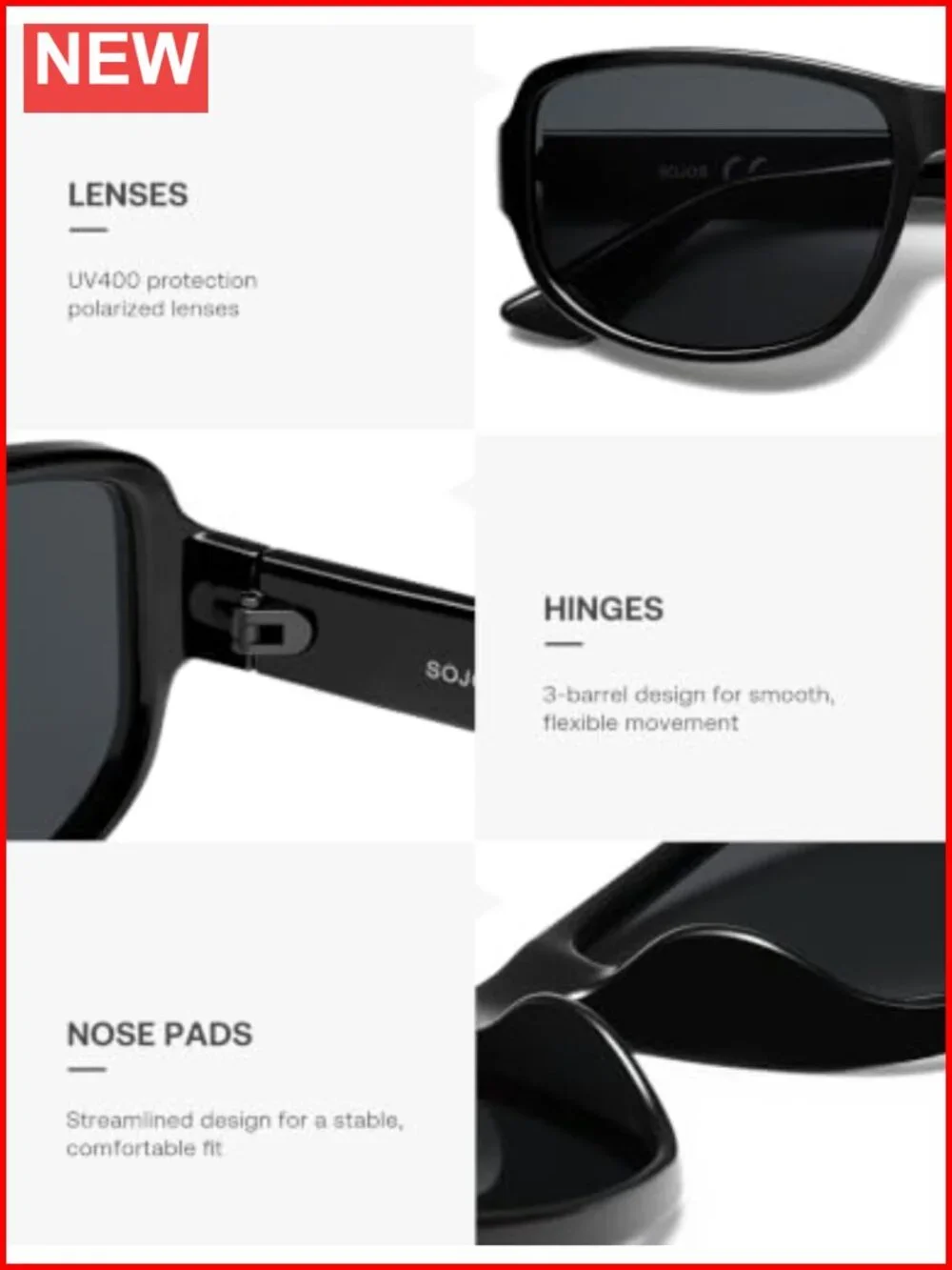 Retro Oversized Polarized Wrap Sunglasses UV400 Protection
